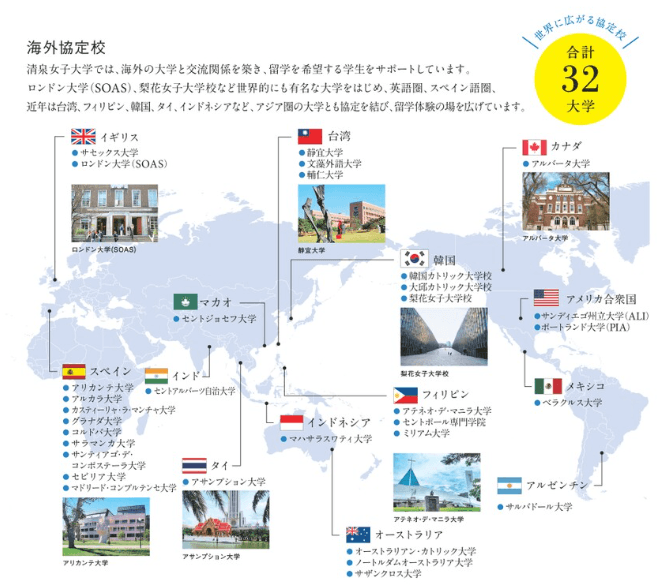 清泉女子大学 海外協定校