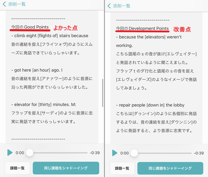 シャドテン 添削内容