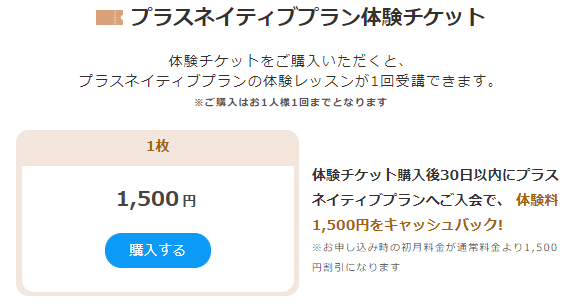 DMM英会話 プラスネイティブプラン 体験チケット