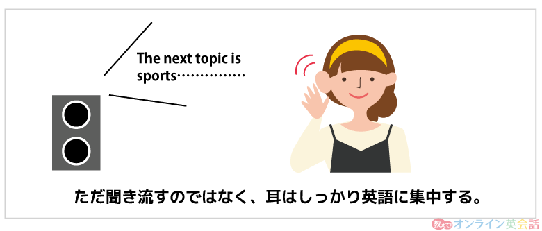 耳はしっかり英語に集中する