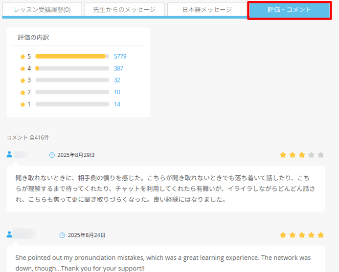 DMM英会話 受講者の評価・コメント