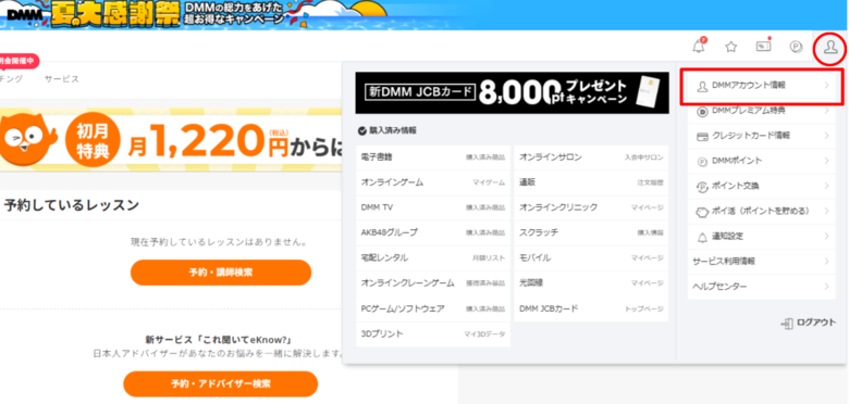 DMMアカウント情報