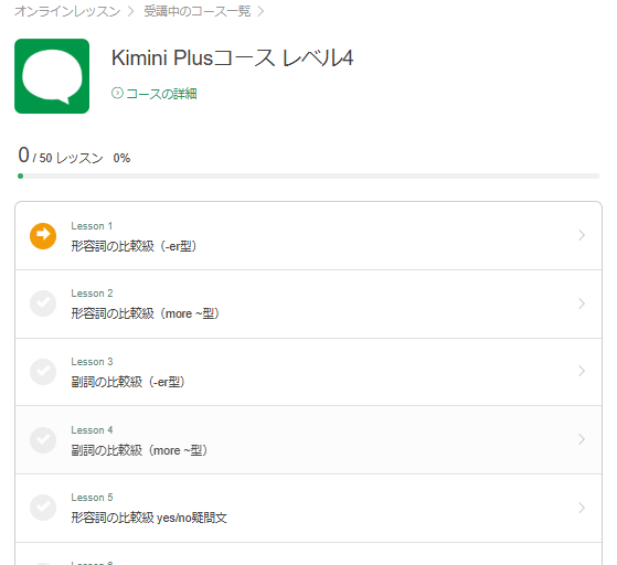 Kimini Plusコース（レベル4）のカリキュラム