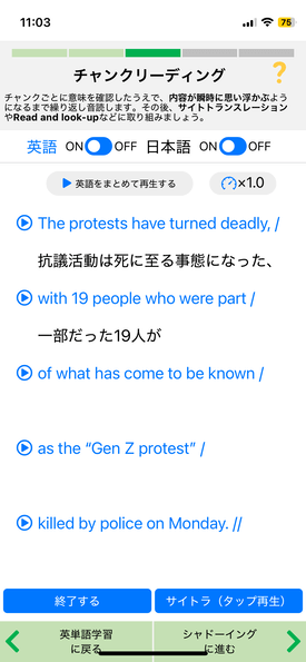 シャドプラスのチャンクリーディング