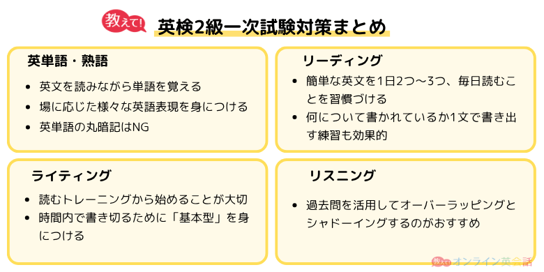 英検2級一次試験対策まとめ